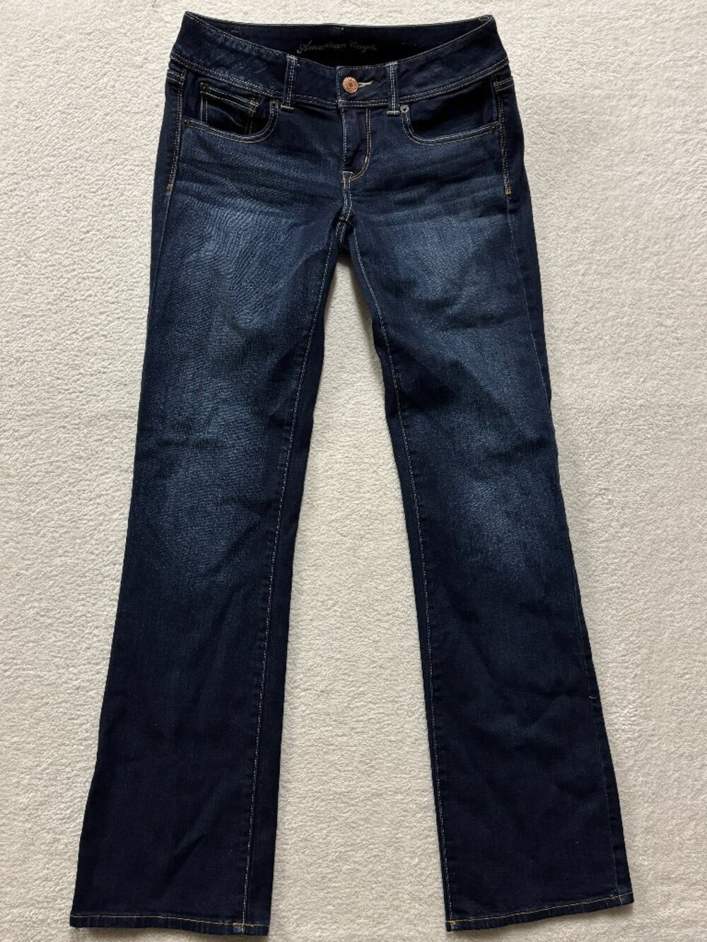 American Eagle Jeans Womens 8 Dark Blue Denim Slim Boot Low Rise Y2K Stretch